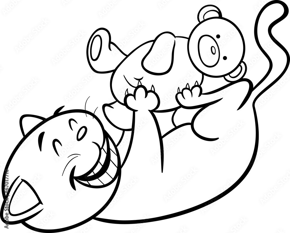 playing cat cartoon coloring page playing cat cartoon coloring page
