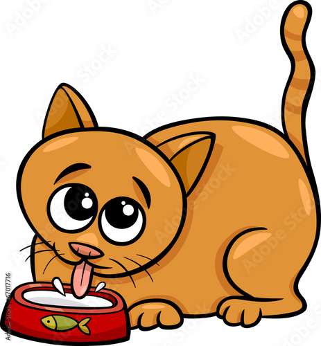 cat drinking milk cartoon illustration
