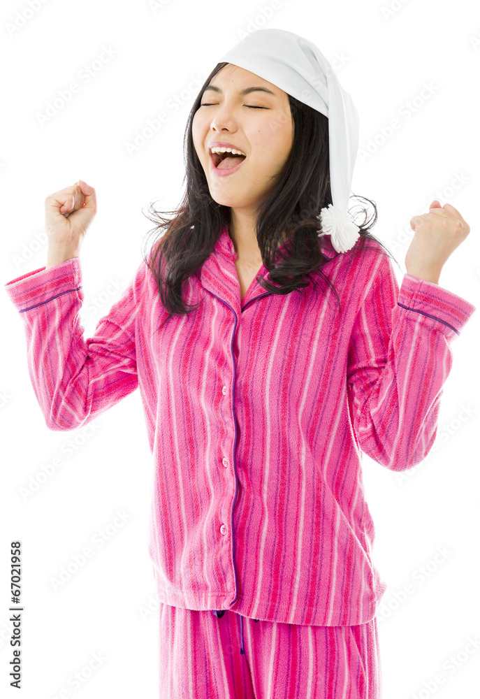 Young Asian woman celebrating success