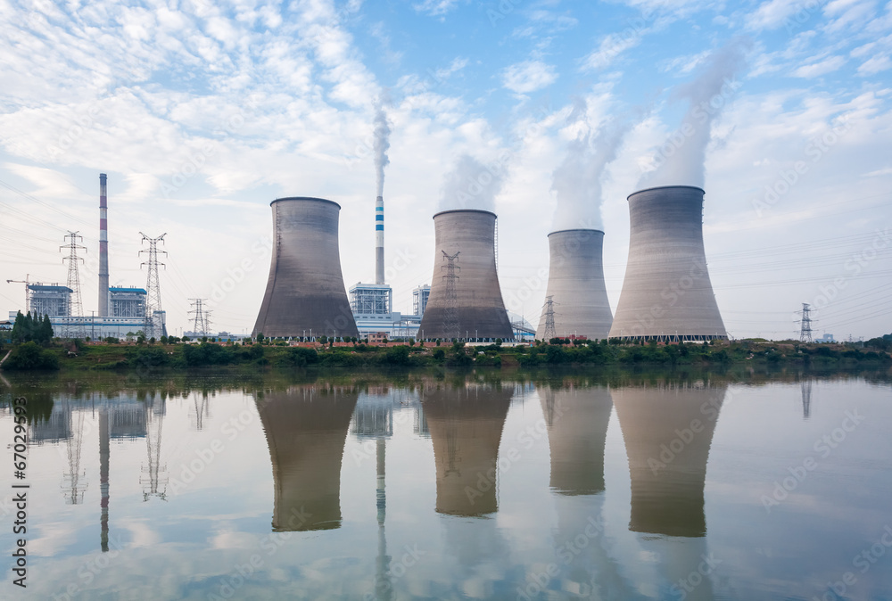 coal-fired power plant in afternoon coal-fired power plant in afternoon