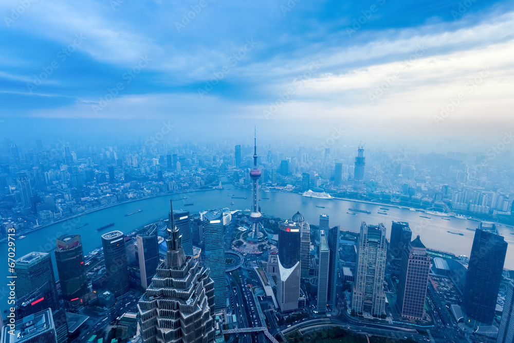 Obraz premium aerial view of the dusk scene in shanghai