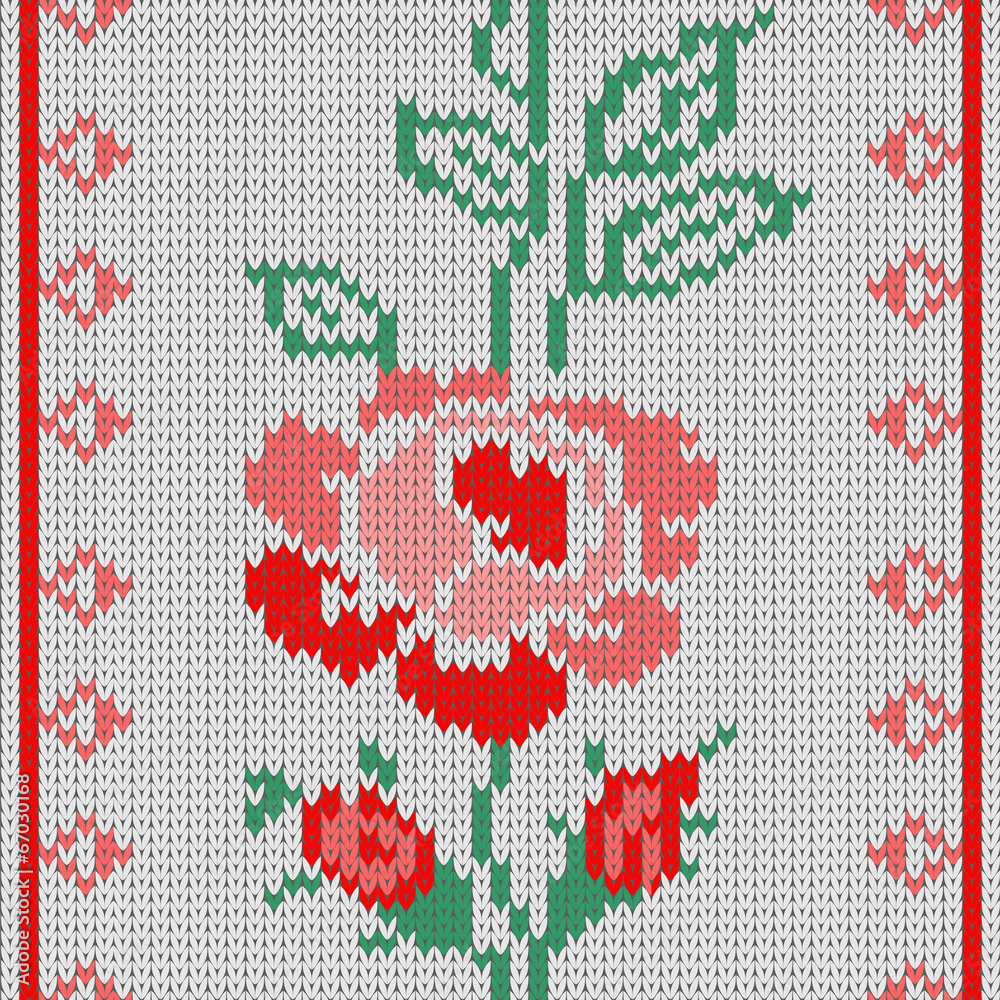Seamless knitting rose flower patern