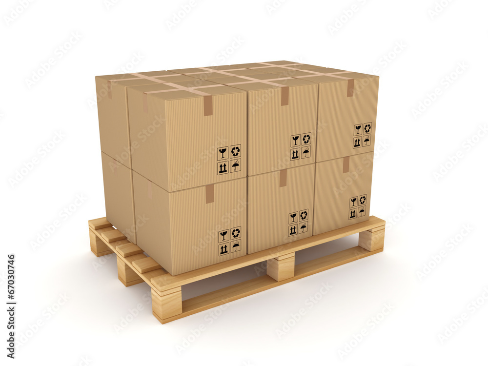 Carton boxes on a pallet. Carton boxes on a pallet.