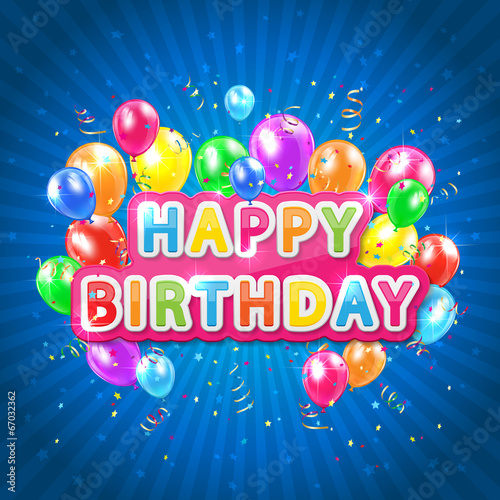 Happy birthday blue background