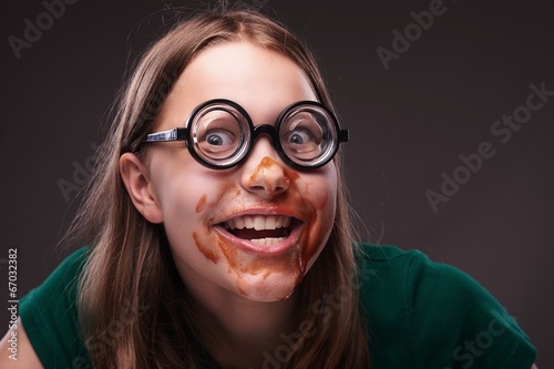 Teen girl with eyeglasses photo