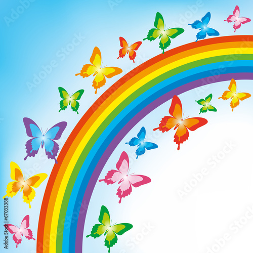 Photography Background with butterfly and rainbow