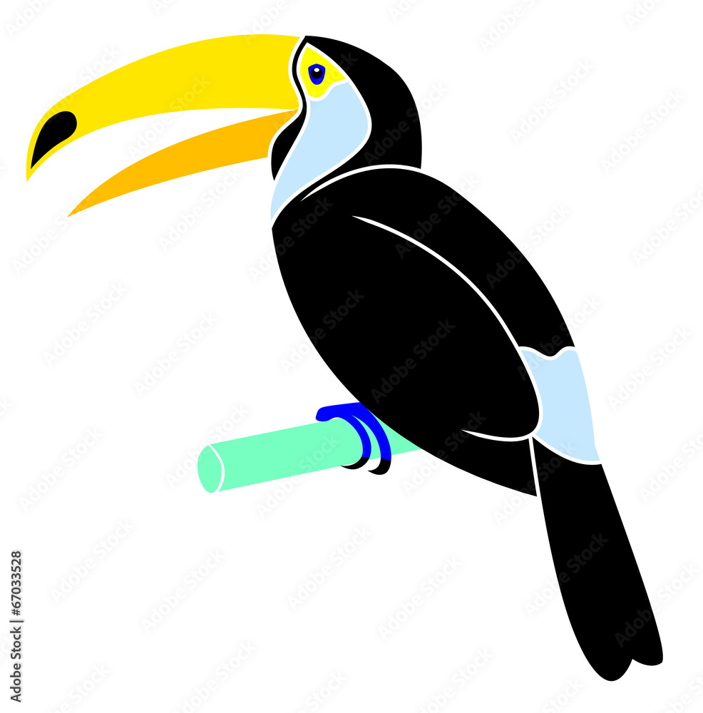 Naklejka premium Cartoon animal - toucan - flat coloring style