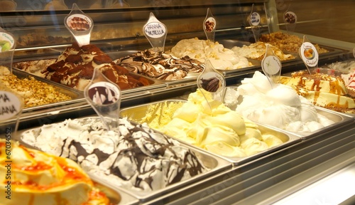 many flavors of homemade ice cream in a great gelateria