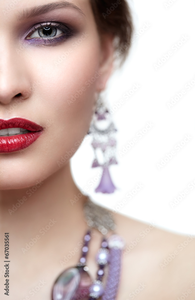 Beautiful young woman in necklace Beautiful young woman in necklace