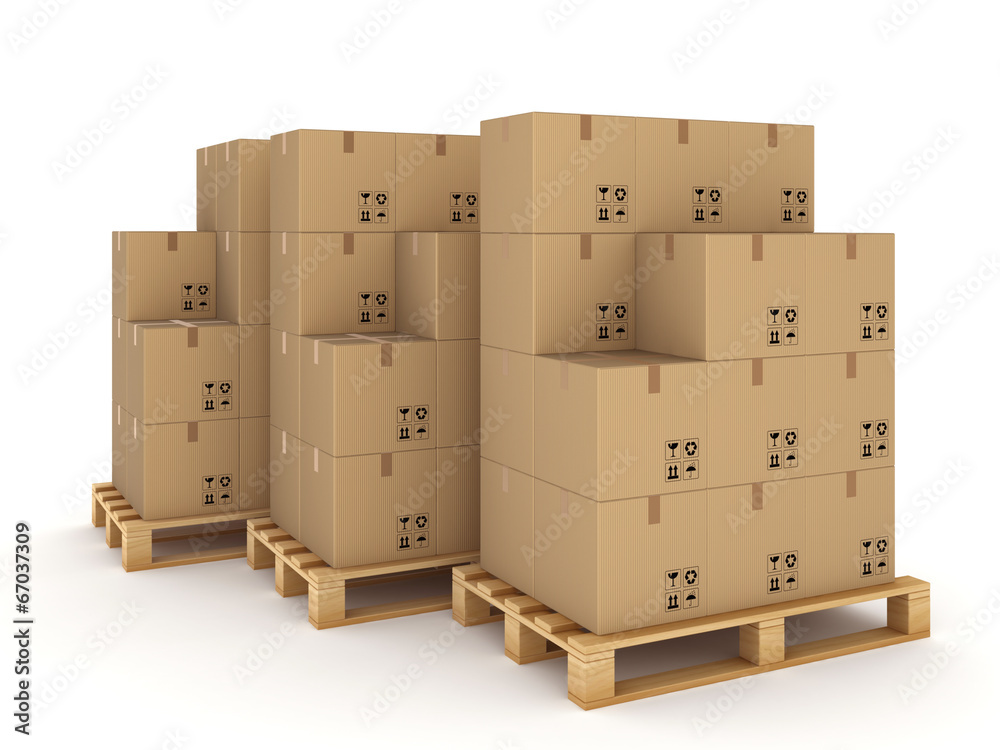 Carton boxes on a pallets.