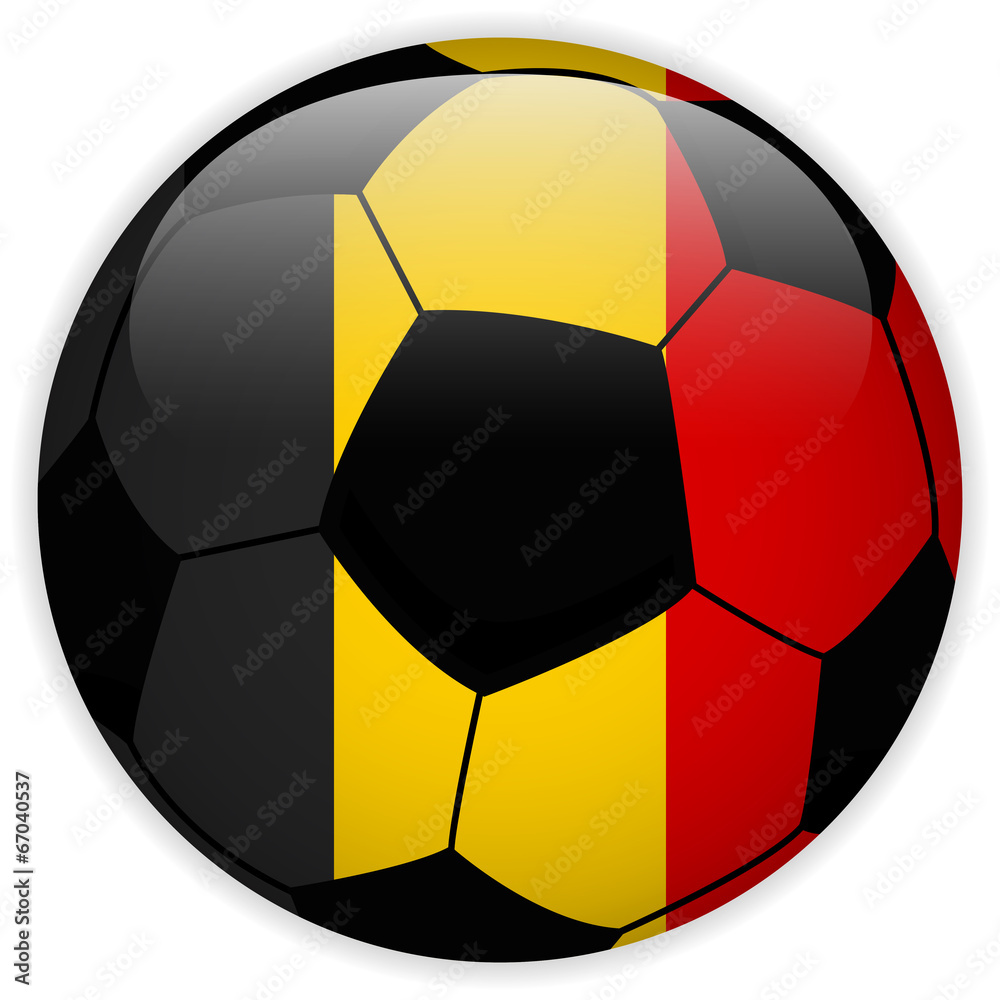 Obraz premium Belgium Flag with Soccer Ball Background