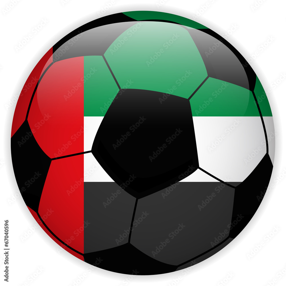Emirates Flag with Soccer Ball Background Emirates Flag with Soccer Ball Background
