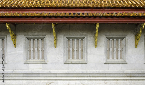 traditional thai style temple window with marble material