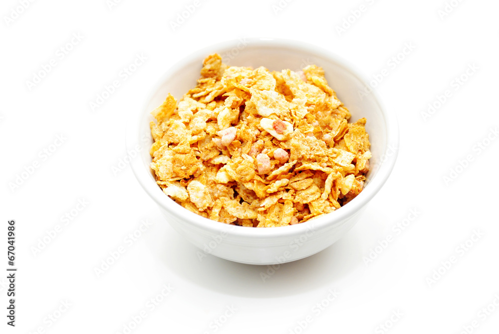 Breakfast of Healthy Cereal in a White Bowl Breakfast of Healthy Cereal in a White Bowl