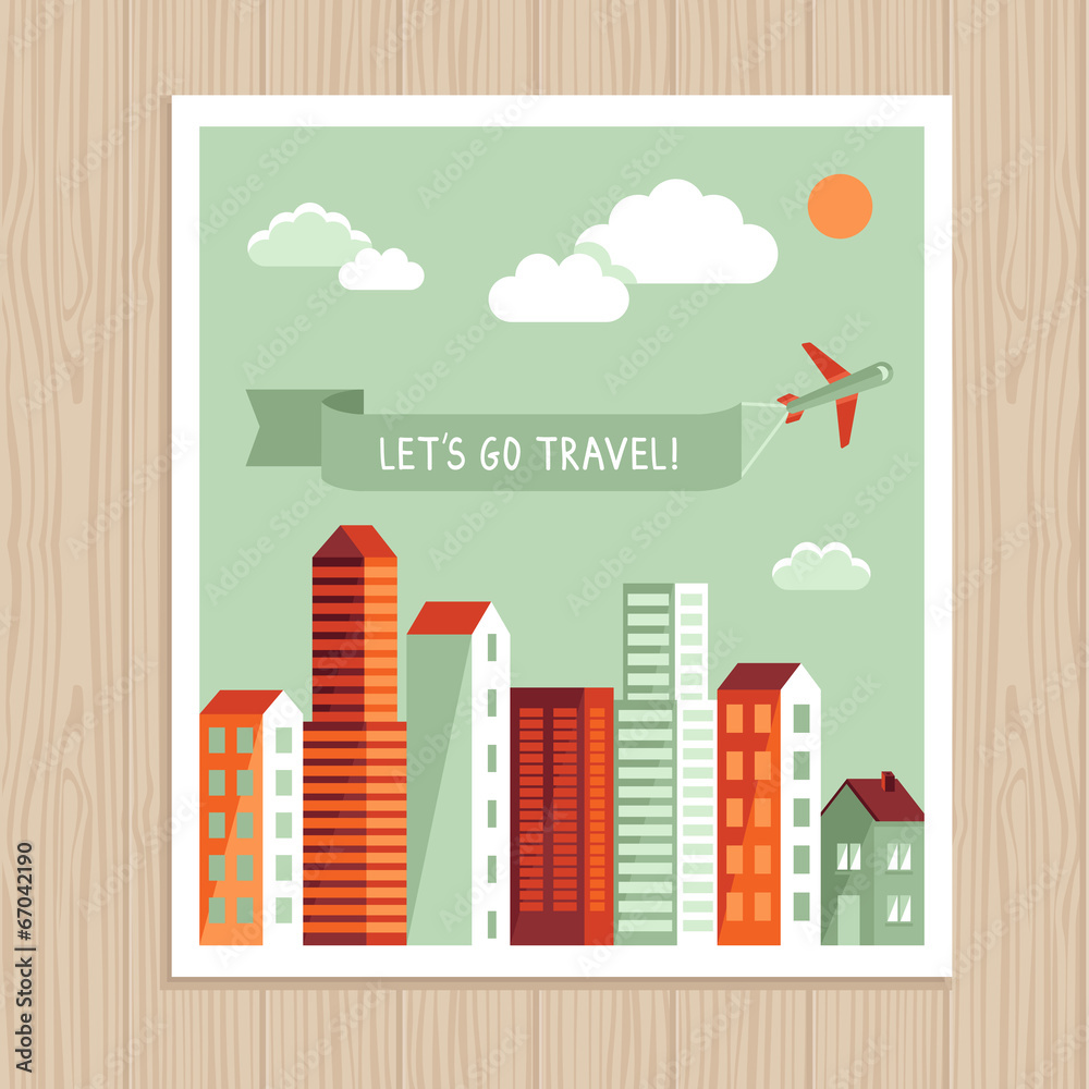 Obraz premium Vector city illustration in flat simple style