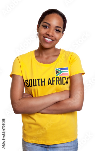 Laughing woman from South Africa with crossed arms