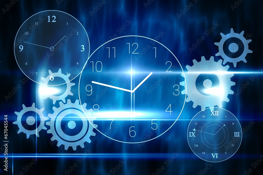 Obraz premium Blue technology design with clock