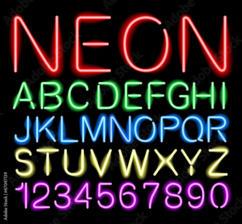 font neon light vector