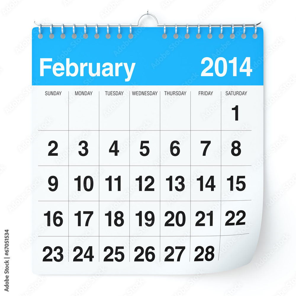 February 2014 - Calendar Stock Illustration