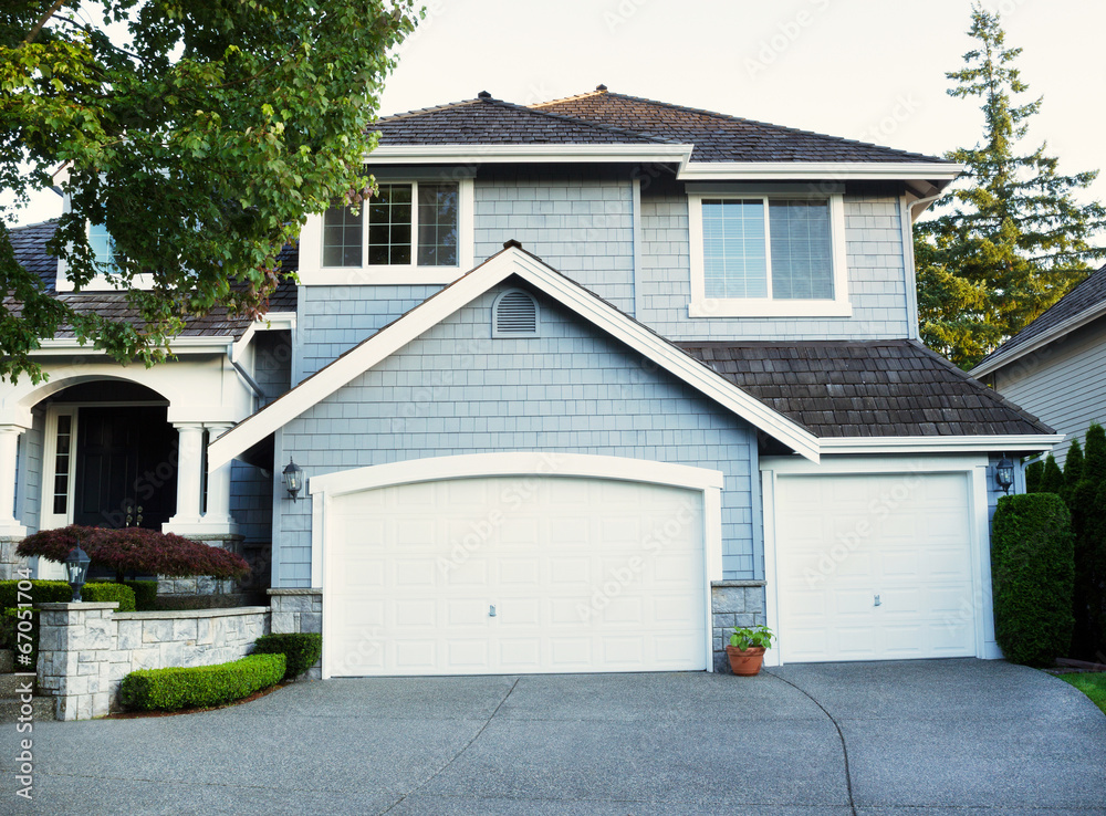 Fresh paint and stain job on exterior of modern home Fresh paint and stain job on exterior of modern home