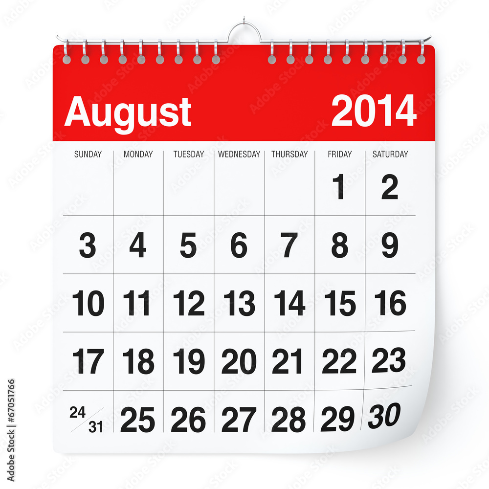 August 14 Calendar Stock Illustration Adobe Stock