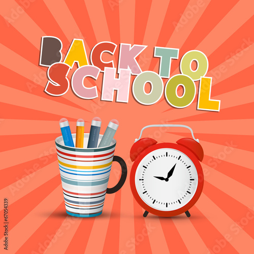 Back to School Retro Background with Paper Cut Title