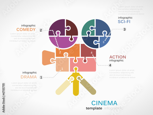 Cinema infographic template with camera