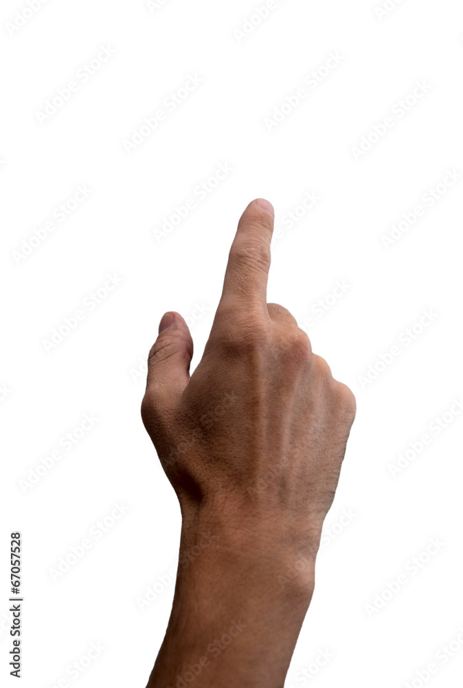 Hand with index finger, isolated on white background Hand with index finger, isolated on white background