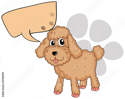 A brown dog with an empty callout