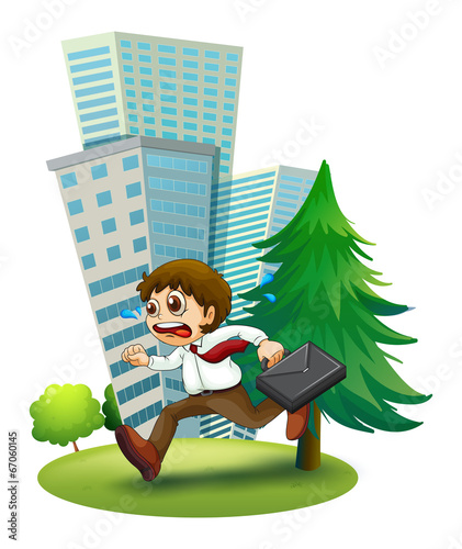 A late man running hurriedly