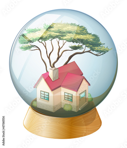 A crystal ball with a house