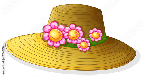 A hat with smiling flowers