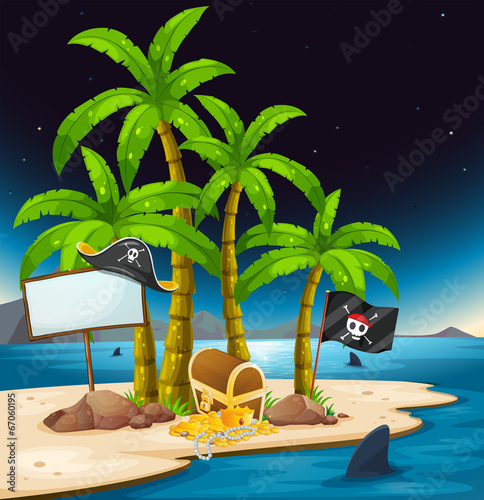 A pirate island with an empty signboard