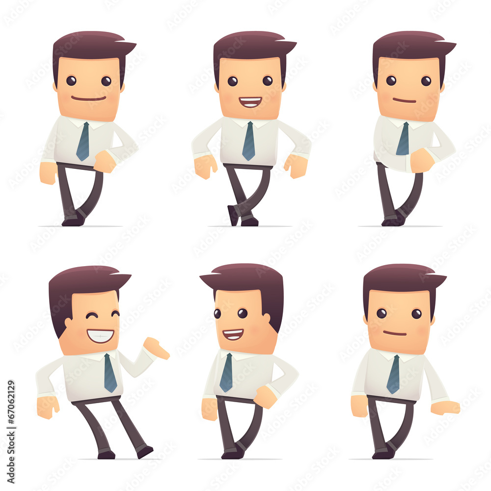 set of manager character in different poses set of manager character in different poses