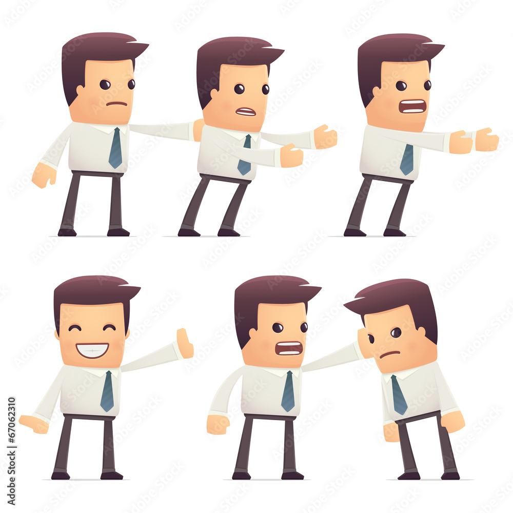 set of manager character in different poses set of manager character in different poses