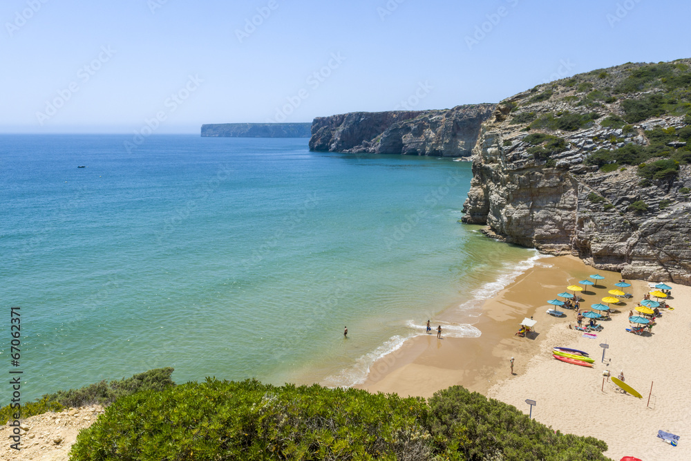 Small, wild beach at the Atlantic Ocean in Sagres, Portugal