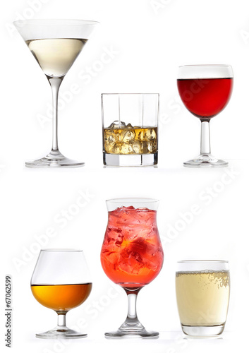 glasses of various drinks