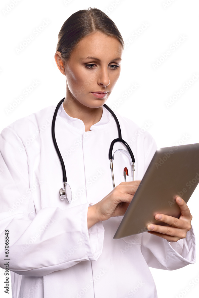 Arzt oder Krankenschwester mit einem Tablet Computer Arzt oder Krankenschwester mit einem Tablet Computer