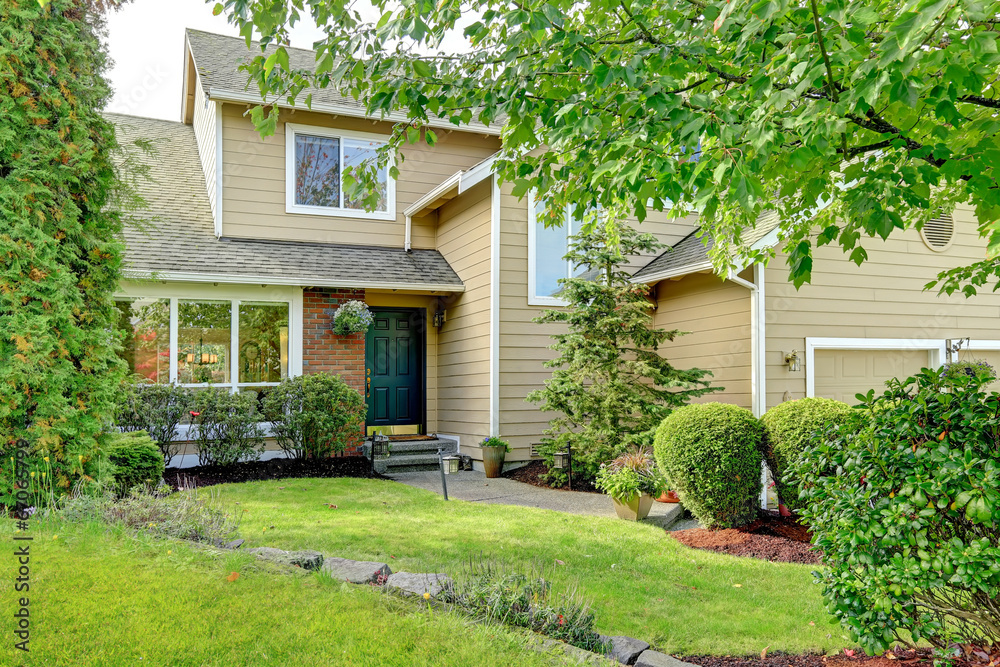 American brick house entrance porch and curb appeal