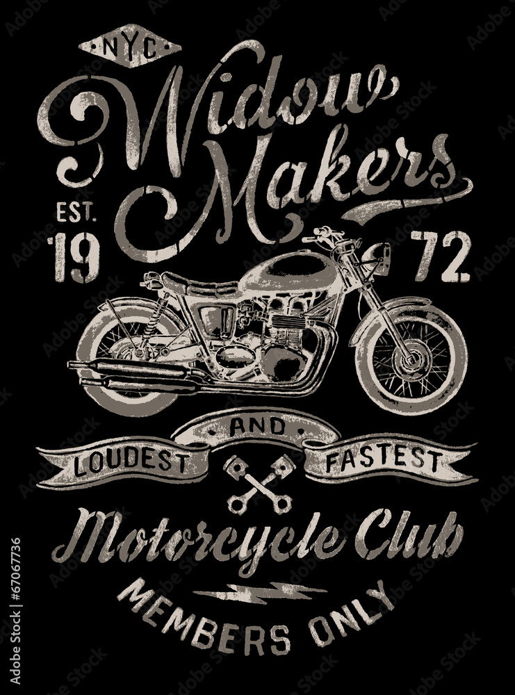 Fototapeta premium Hand Painted Vintage Motorcycle Graphic