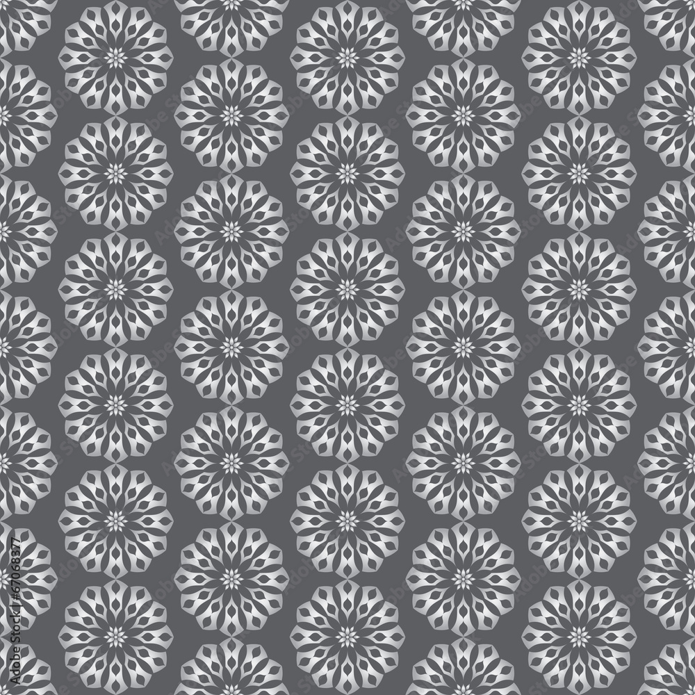 Silver Retro and Modern Flower Pattern on Pastel Background
