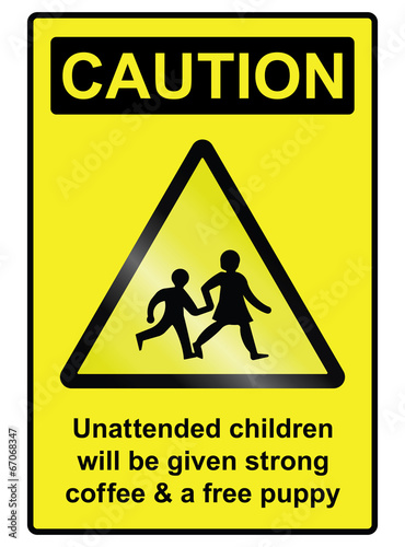 Unattended Children Hazard Sign
