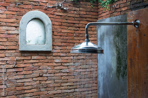 Shower with water stream