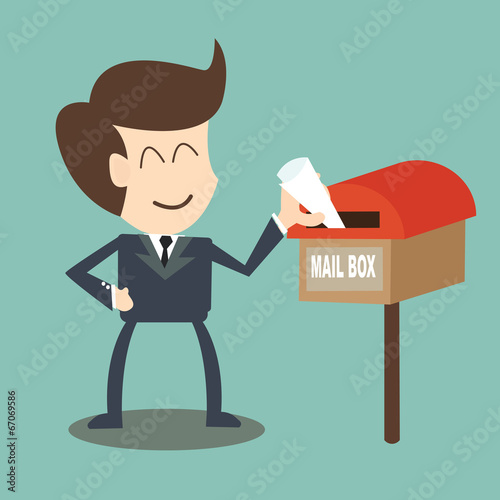 businessman receiving the mail - mailbox