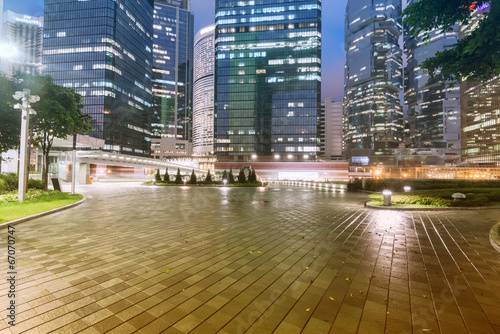 Photography the light trails on the modern building background in hongkong c