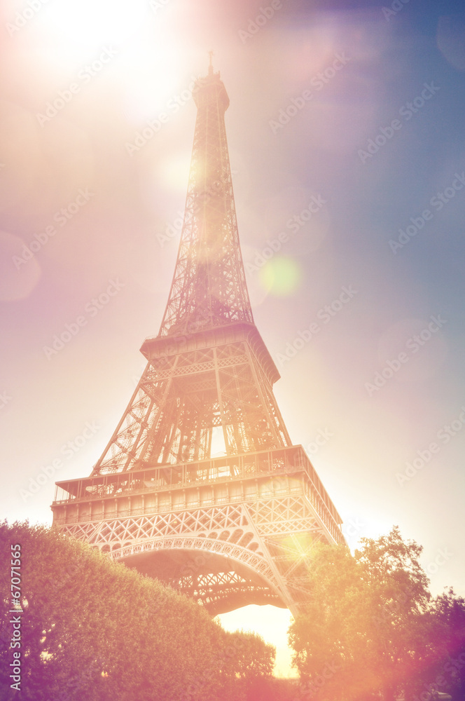 Eiffel Tower, Paris on a sunny day