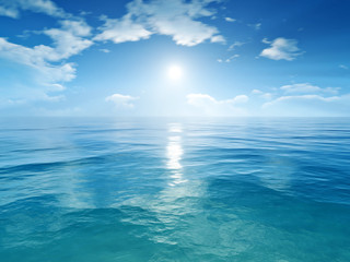 Fotobehang Oceaan golven Blauwe lucht boven kalme oceaan  © magann