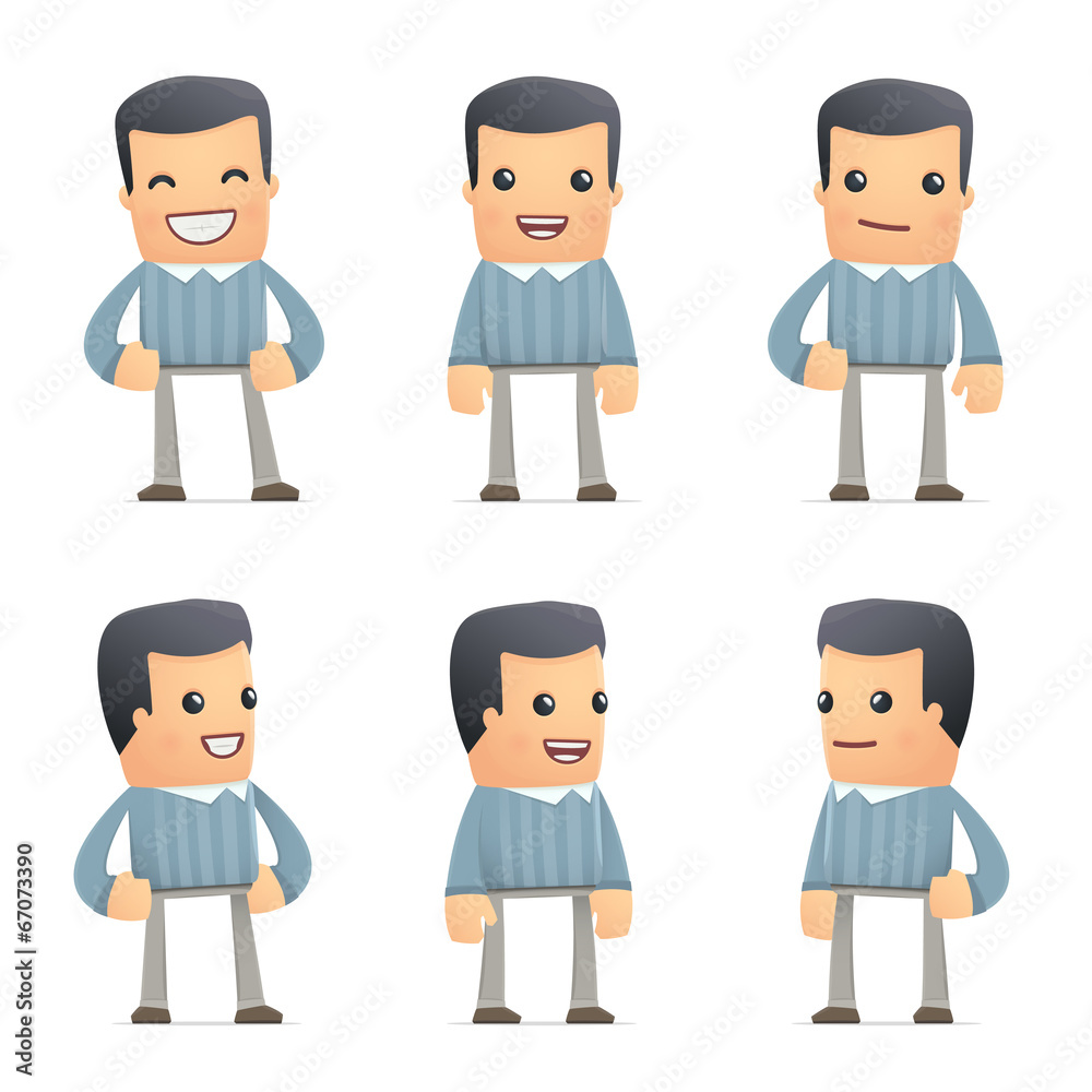 set of customer character in different poses