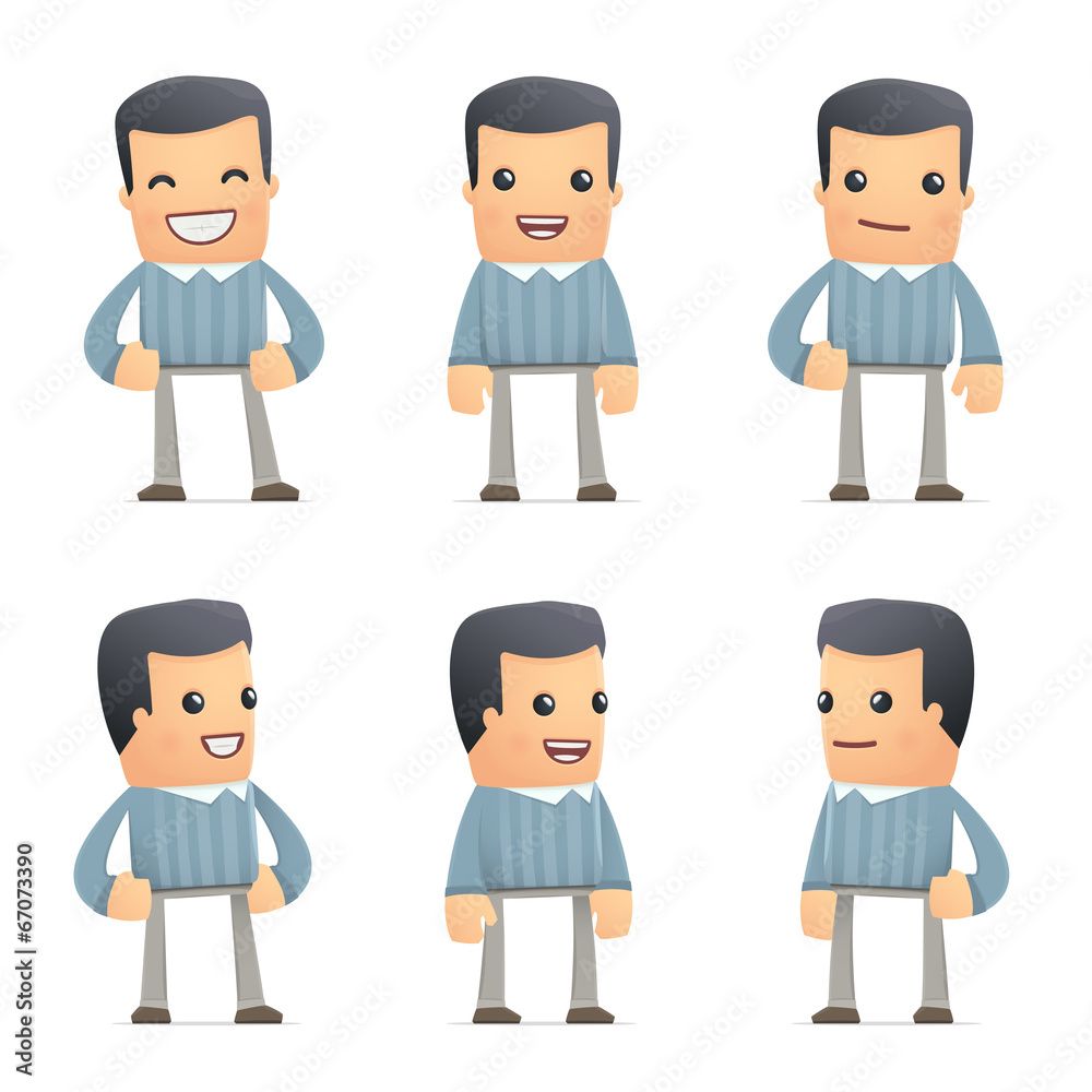 set of customer character in different poses set of customer character in different poses
