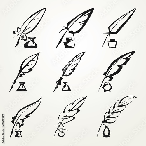 collection feather pen and ink